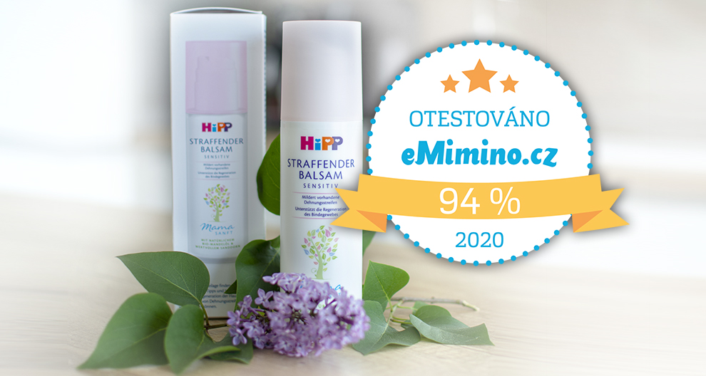 Bílá válcovitá nádoba s nápisem "STRAFFENDER BALSAM SENSITIV" s grafikou zeleného stromu a grafikou stuhy překrývající obrázek.