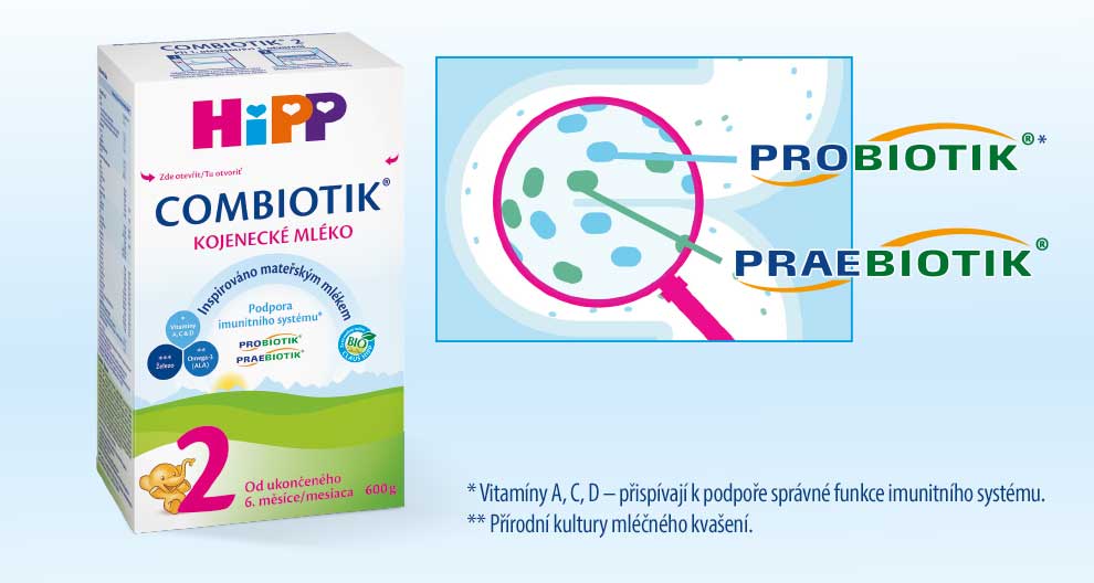 Hipp má unikátní kombinaci PROBIOTIK a PRAEBIOTIK. Hipp má unikátní kombinaci PROBIOTIK a PRAEBIOTIK.