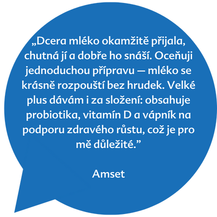 Modrá bublina obsahuje citát v cizím jazyce, který je připsán "Amsetovi".