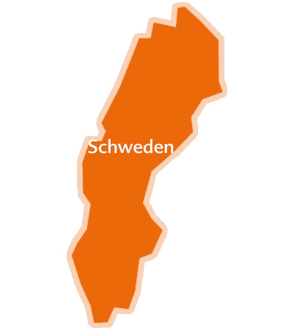 An orange silhouette of Sweden
